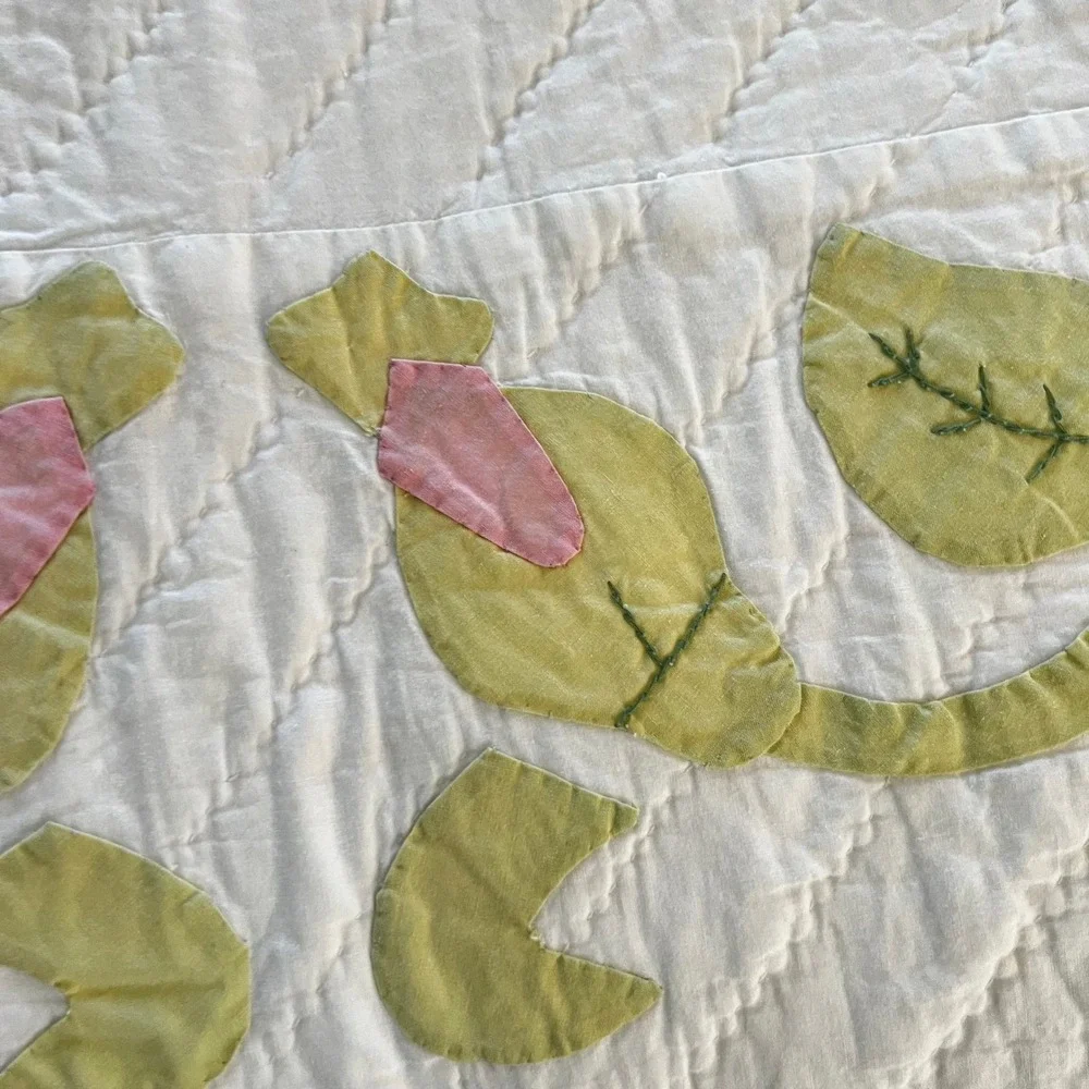 VTG PDK Limited Edition King Quilt 94x88 Rose Vine Applique Numbered 206/2000